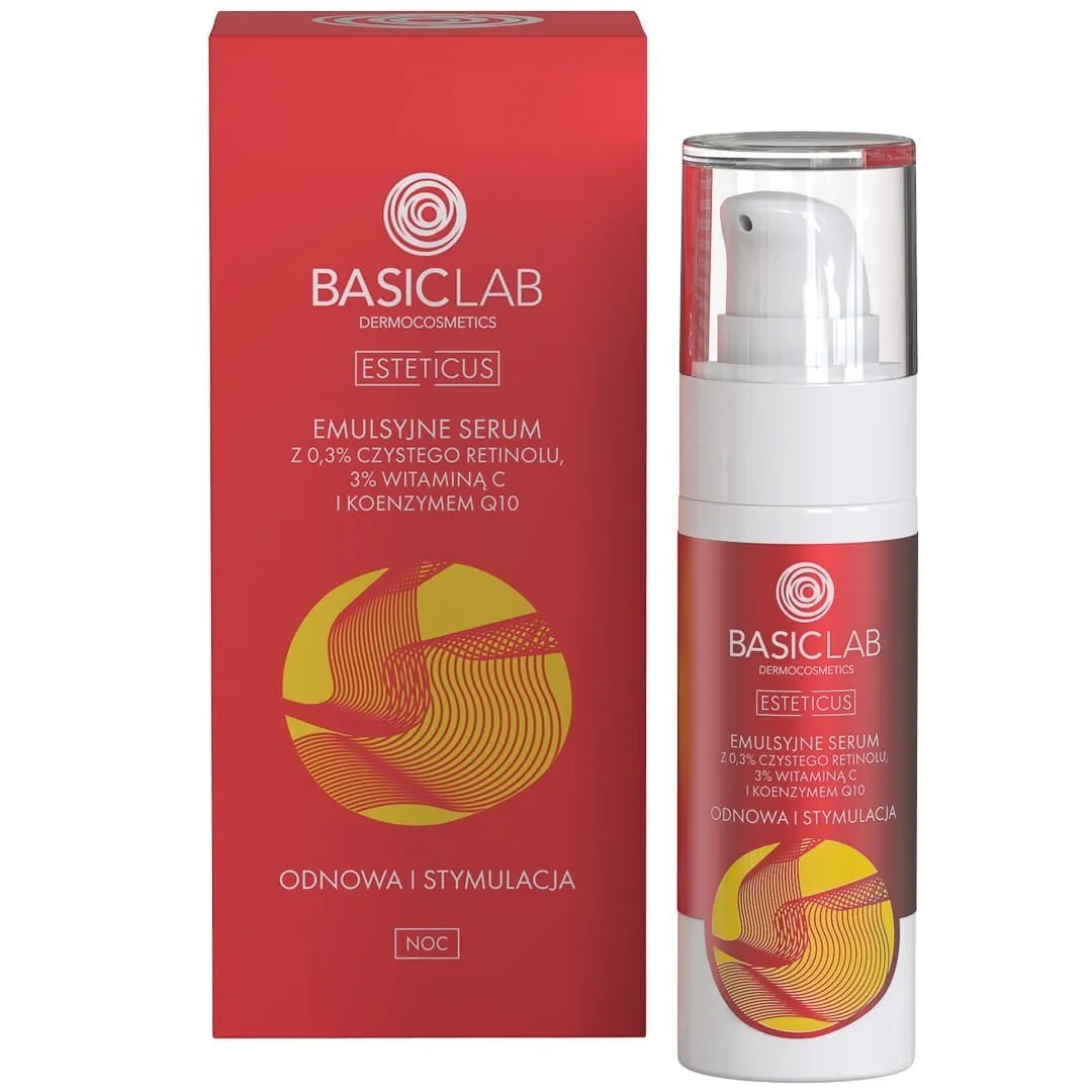 BasicLab Emulsion Serum with 0.3% Pure Retinol, 3% Vitamin C and Coenzyme Q10 30ml