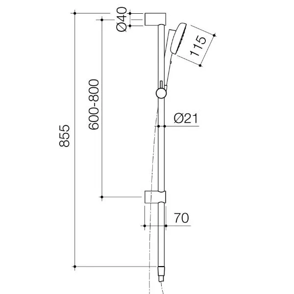 Caroma Contura II Rail Shower - Brushed Nickel