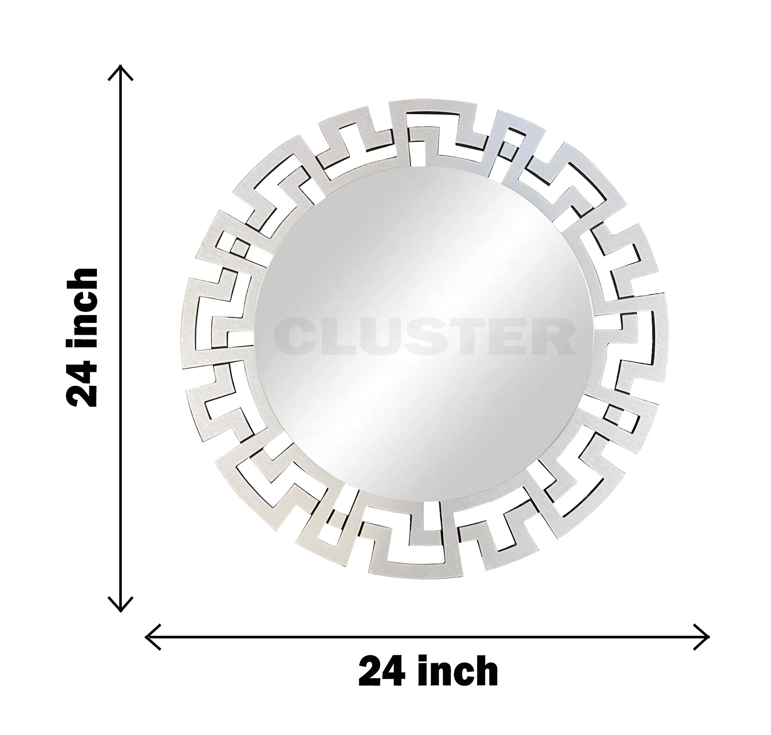 CLUSTER Modern Metal Wall Mirror for Home Décor | Bathroom | Living & Bed Room, Round, 24x24 in (Silver, SS-CLMR-SL 24-05)