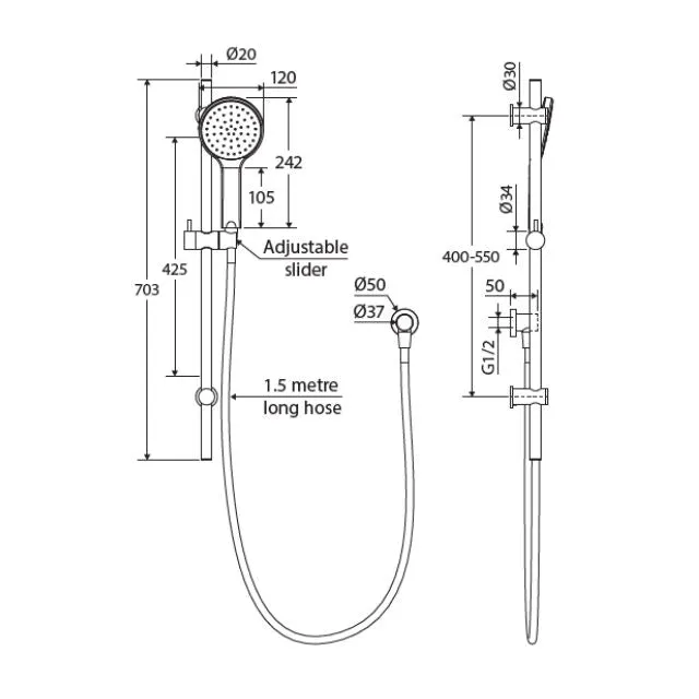Fienza Kaya Rail Shower Gun Metal