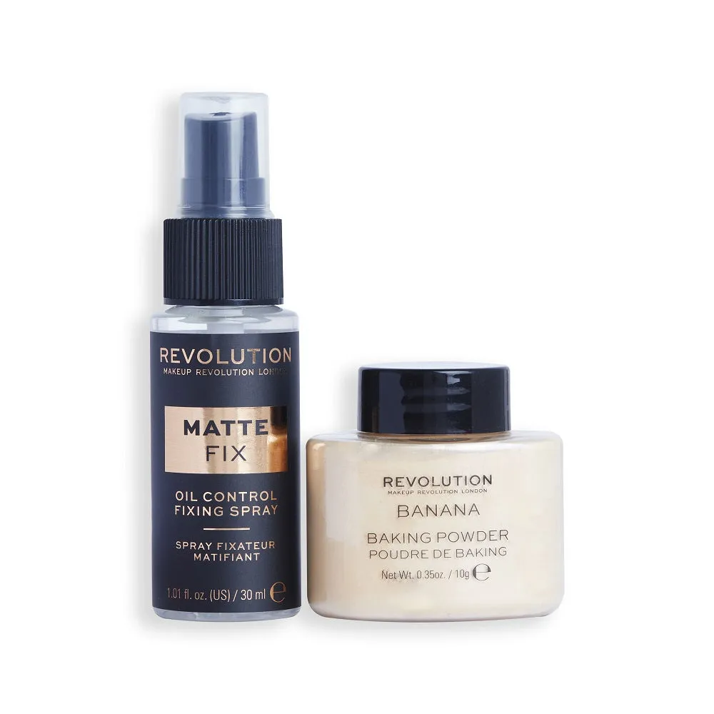 Mini Matte Heroes zestaw matujący utrwalacz makijażu 30ml   sypki puder do twarzy 10g