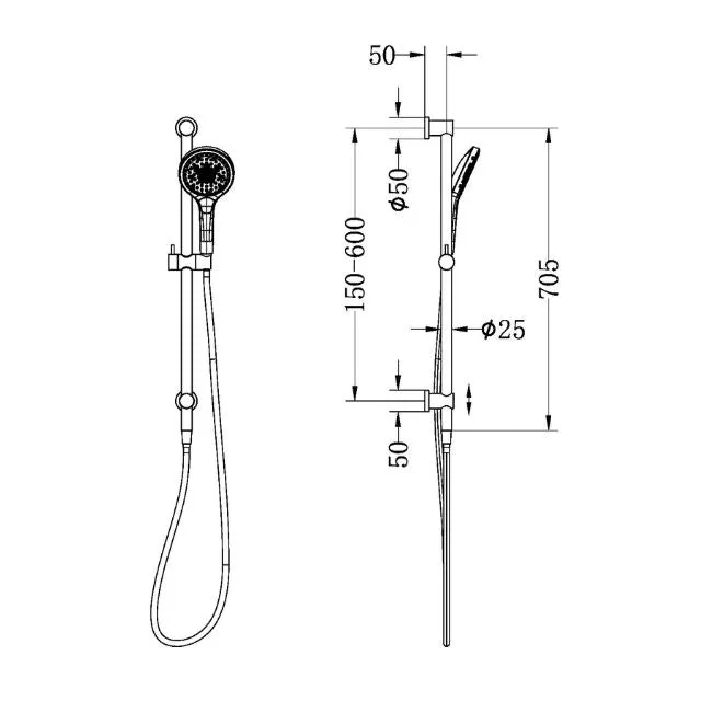 Nero Mecca Shower Rail With Air Shower II Matte White