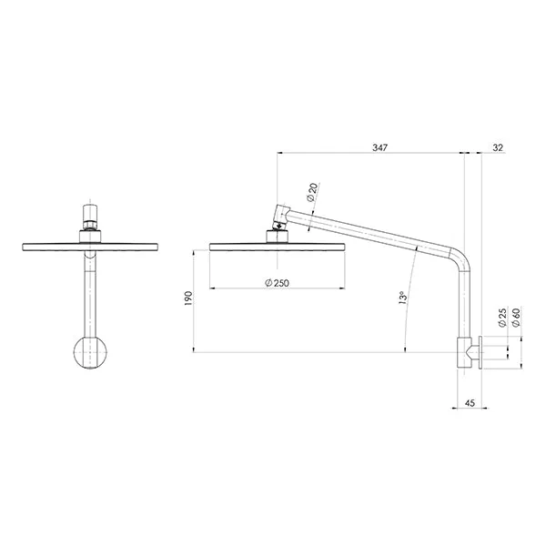 Phoenix Tapware Ormond High-Rise Shower Arm & Rose Matte Black