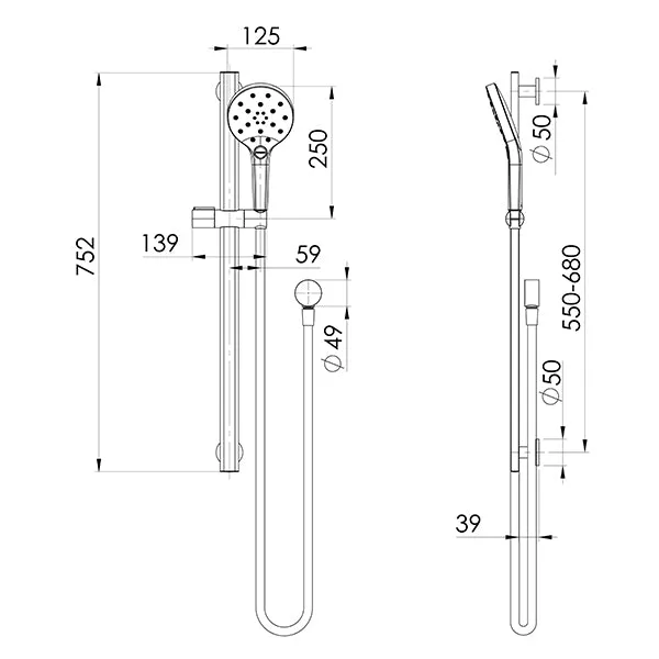 Phoenix Tapware Oxley Rail Shower Chrome